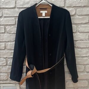 H&M Black and Tan Button up Trench Coat with Belt